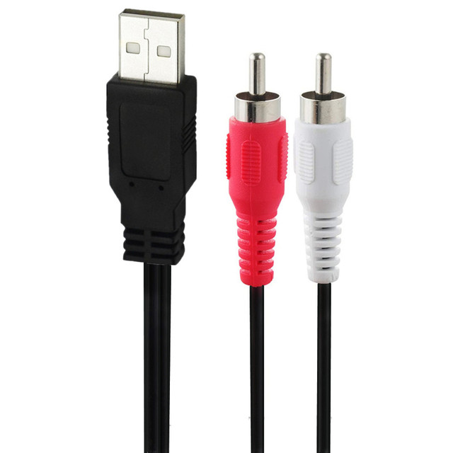 USB 2.0 to 2 RCA Male-Male Copper Core AV Cable for Set-top Box and TV Connection 1.5m