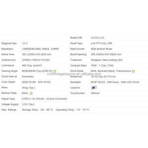 Módulo de cristal líquido LCD Innolux de 12,1 pulgadas, panel LCD de 1280 pulgadas, módulos LCD 800 * LVDS, equipo TP1200 dedicado - Product Image 4