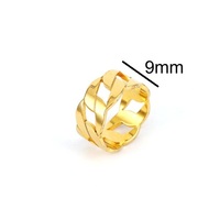 Meetyoo Trendiger 9mm Breiter Wellenförmiger Kubanischer Kettenring aus Edelstahl mit PVD 18K Gold Schwarz Beschichtung für Herren, Anlaufbeständig und Wasserdicht
