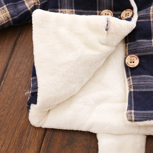 Vêtements d'hiver pour bébés garçons, manteau à capuche en laine à carreaux avec motif animal mignon, vente en gros - Product Image 5