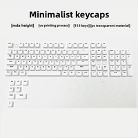 Spot Wholesale Minimalist White Keycaps MDA Height 115-key Side-printed Characters PC Semi-transparent Luminous Keyboard Gorras