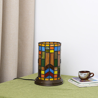Lampe de table en verre teinté style Tiffany, mosaïque, pour chambre à coucher, chevet, vase à fleurs, décoration, petite veilleuse, mini lampe de bureau mignonne pour enfants