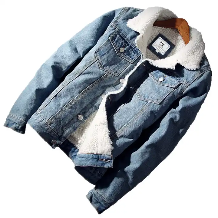 Distressed Denim Jacket with Teal Fur Lining and Collar – Daniella Erin NYC