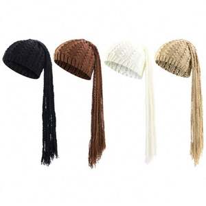 Gorro de Punto de Invierno para Mujer, Diseño de Moda, con Accesorios de Cola de Caballo, Hecho a Mano, Impresión Digital de Alta Calidad, Tejido Común - Product Image 2