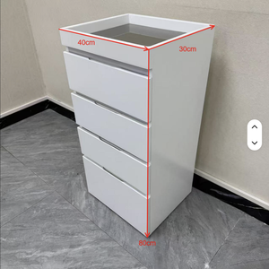 Carrito de Almacenamiento Moderno para Peluquería con 4 Cajones Profundos de Madera, Color Blanco, Independiente, para Hotel o Salón, con Ruedas Silenciosas - Product Image 3