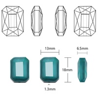 10 pendentifs rectangulaires en cristal 13x18MM, perles plates en verre à facettes carrées longues, pour la fabrication de colliers et boucles d'oreilles DIY, Chine continentale