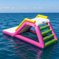 Toboggan gonflable avec hamac, toboggan aquatique gonflable commercial pour parcours d'obstacles et parc aquatique
