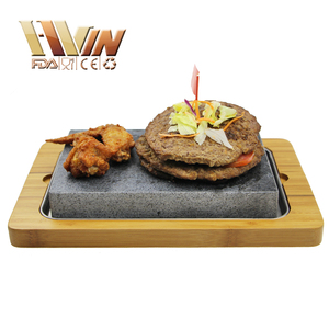 Chaude <span class=keywords><strong>Lave</strong></span> Pierre <span class=keywords><strong>De</strong></span> Cuisson avec <span class=keywords><strong>Plateau</strong></span> En Bambou pour BARBECUE Extérieur - Product Image 3