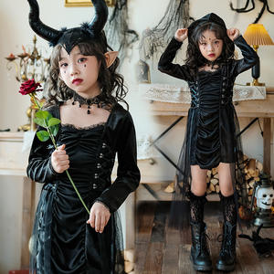 Disfraz de Halloween de <span class=keywords><strong>bruja</strong></span> gótica oscura para niños, disfraz de Cosplay de diablo pequeño para recreaciones de escenario - Product Image 1