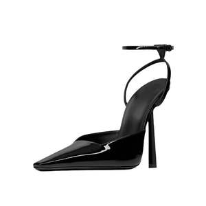 महिलाओं के सैंडल के टखने का बकल स्ट्रैप उच्च स्टिलेटो एड़ी के पैर की अंगुली के डायमेंट चमकदार फैशन जूते - Product Image 2