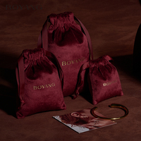 Sac de rangement pour bijoux en velours avec cordon de serrage, logo personnalisé Boyang, luxe, recyclable