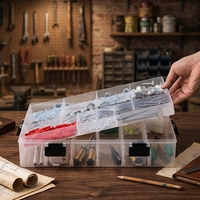 Boîte de rangement pour outils de bureau avec compartiments pour vis et quincaillerie, bac rectangulaire en plastique PP