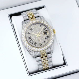 Montre mécanique bicolore 41 mm 36 mm entièrement sertie de zircons style hip-hop personnalisable avec moissanite - Product Image 2