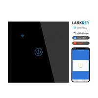 Interrupteur mural intelligent WiFi Larkkey Tuya Smart Life 1 Gang 10A 240V EU/UK avec panneau tactile en verre trempé et commande vocale
