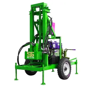 Brazil Mini 100m 120m Small Hydraulic Diesel Wheels Water Well Drilling Rig For Sandy Rocky Household Drilling Equipments