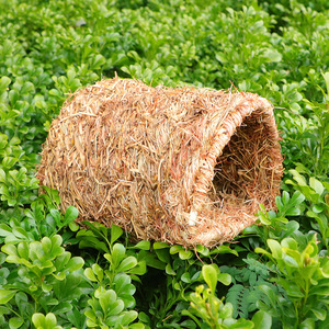 Lit pour animaux de compagnie en paille tressée fait main, rond, moyen, écologique, pour chats, lapins, hamsters, style nid d'oiseau - Product Image 2