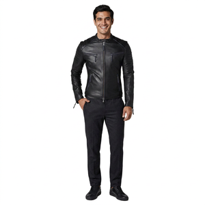 Lightweight Cheap Price New Stylish Genuine <b>Leather</b> <b>Jacket</b> High Quality Custom Street Wear Vintage Breathable Logo for <b>Men</b> - Product Image 1