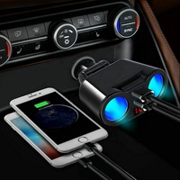 Adaptateur électrique de chargeur de voiture double USB, 5v 3.1a, affichage LED, 2 prises allume-cigare, séparateur pour téléphones portables
