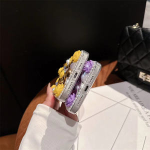 Custodia di Lusso con Diamanti per <span class=keywords><strong>iPhone</strong></span> 17 <span class=keywords><strong>Pro</strong></span> <span class=keywords><strong>Max</strong></span> 16 15 14 <span class=keywords><strong>13</strong></span>, Cover Glitterata con Strass, Fiori <span class=keywords><strong>Rosa</strong></span> e Perle per Donna - Product Image 4