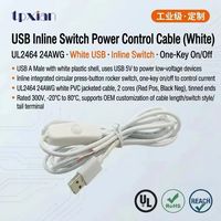Kabel Daya USB A Male ke Open End dengan Saklar Rocker Inline 501 24AWG 80 ° C 30V untuk Lampu Strip LED Kamera CCTV Elektronik DIY
