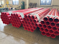 Tuyau en acier ASTM A795 A135 A53 pour la lutte contre l'incendie, Schedule 10 Schedule 40, peint en rouge, extrémité rainurée, tube ERW pour système d'incendie à gicleurs