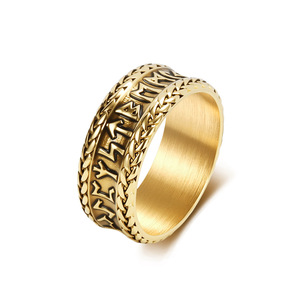New Shan Hai Retro Nordic Viking Text <b>Titanium</b> Steel <b>Ring</b>, Niche Artistic Retro Men's yunnique Cultural Jewelry - Product Image 1