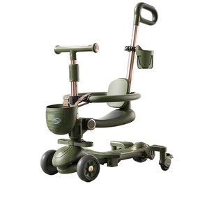 3-<b>Wheel</b> Foldable Children Pedal Scooter with Seat <b>Plastic</b> Body Outdoor Riding Toy for Boys Girls Ages 1-12 Years - Product Image 4