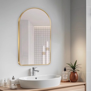 Art <strong>Deco</strong> Full-Length Arch-Shaped Home Hanging <strong>Mirror</strong> for Bathroom or Living Room Thick Glass with Metal Frame for Hotels - Product Image 1