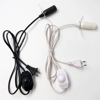 1.8M EU Dimmable E27 Lamp Cord With Switch Black White Flat Plug Pendant Light Socket Cable Set
