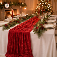 Chemin de table en velours ANNIELU pour Noël, tissu doux et fluide pour les fêtes, mariages, banquets, décoration de table, taille personnalisée