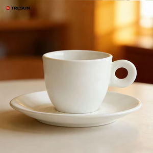 ชุดแก้วกาแฟเซรามิกสีขาว 70 มล. พิมพ์โลโก้ได้ตามต้องการ แก้วกาแฟอาหรับ 80 มล. 90 มล. สำหรับร้านกาแฟ - Product Image 1