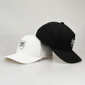 Casquettes de baseball 5 panneaux personnalisées avec logo brodé, en polyester imperméable, perforations découpées au laser, avec porte-tee de golf - Product Image 3