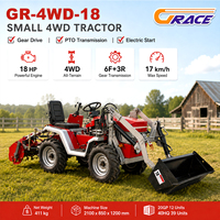 Mini tracteur à roues à livraison rapide, mini tracteur à quatre roues motrices, mini charrue, tracteur de 18 CV pour jardin et verger
