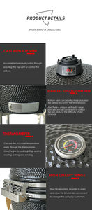 Ahumador de Cocina de Cerámica Grande de 28 Pulgadas, <span class=keywords><strong>Asador</strong></span> de Carbón, Barbacoa Kamado para Exteriores - Product Image 5