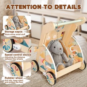Marche-bébé musical en bois moderne à vitesse réglable pour enfants et bébés, en promotion - Product Image 2