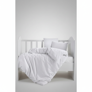 Juego de Ropa de Cama para Bebé Varol, Bordado, Blanco, de Algodón Satinado, con Funda de Edredón con Patrón Tejido - Product Image 2