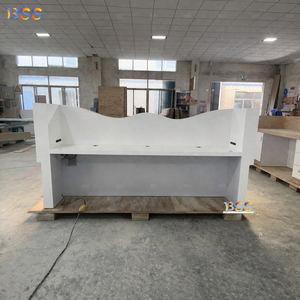 Mesa de recepción de salón estético con logotipo Led, mesa frontal de clínica médica de piedra blanca personalizada, mesa de <span class=keywords><strong>recepcionista</strong></span> de oficina de belleza - Product Image 4