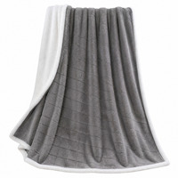 Couverture en polaire sherpa jacquard de luxe, double face, épaisse, chaude, gris foncé, réversible, douce et moelleuse, pour canapé, lit, maison, voyage