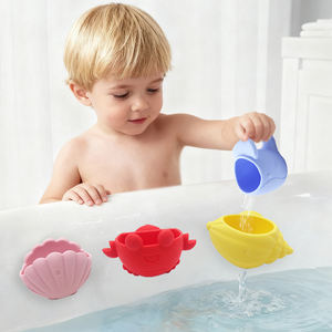 Jouets de bain en silicone pour tout-petits, animaux marins, 4 en 1, sans moisissure, avec ventouse - Product Image 2