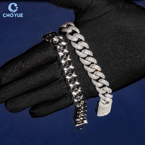 Men's 18mm Moissanite Cuban Link <b>Chain</b> Necklace Rhodium Plated 925 Silver Hiphop <b>Iced</b> <b>Out</b> Jewelry GRA Certified - Product Image 4