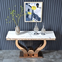 Table console victorienne de haute qualité en acier inoxydable doré en forme de cœur pour couloir d'hôtel