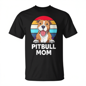 T-shirt Pitbull Mom à manches courtes et col rond, impression numérique, unisexe, pour adulte - Product Image 3