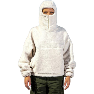 Sweat à capuche en molleton 100 % coton personnalisé avec masque en sherpa, nouvelle arrivée, col à capuche surdimensionné pour homme, pour l'hiver - Product Image 3