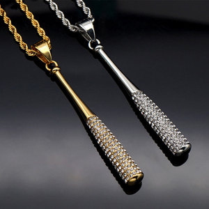 Collar de Béisbol con Diamantes, Joyería Fina, Colgante de Moda Chapado en Oro PVD de 14K y 18K, Acero Inoxidable 316L, Estilo Hiphop, Personalizado, para Hombres y Mujeres - Product Image 1