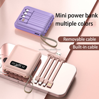 Venta Nuevo Mini 4 en 1 Banco de energía portátil pequeño 10000 Mah Mini Gran capacidad Logotipo personalizado Banco de energía de emergencia móvil