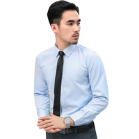 Chemise décontractée haut de gamme pour homme en popeline d'automne, sans repassage, respirante, écologique, à manches longues, col rabattu, avec logo brodé