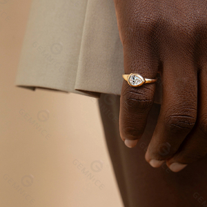 Bague en argent sterling 925 plaqué or avec diamant CZ en forme de poire Gemnel Venus Pear Pinky Ring, ensemble de bijoux. - Product Image 6