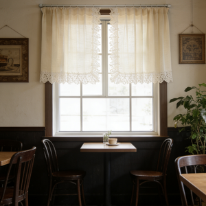 <span class=keywords><strong>Rideau</strong></span> <span class=keywords><strong>court</strong></span> brodé floral à suspendre sur tringle – Respirant <span class=keywords><strong>pour</strong></span> cuisine, chambre, balcon, décoration intérieure - Product Image 2