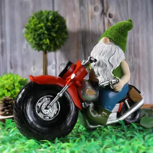 Serin Gnome figürinler akın motosiklet yüzsüz bahçe oturma odası duvar ev odası dekor için işık için Gnome