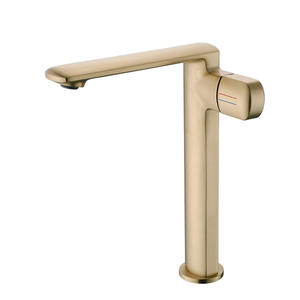 Robinet de lavabo en céramique à activation spirale, finition or brossé tout en cuivre, unité unique, pour lavage des mains - Product Image 6